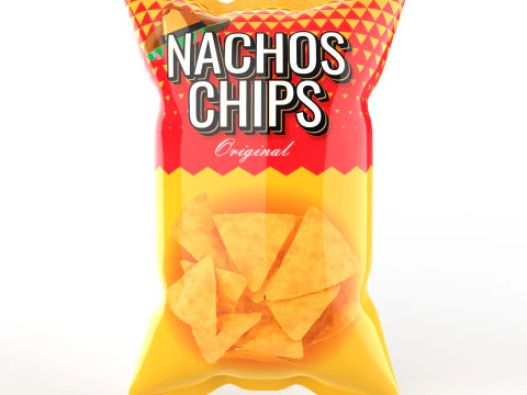 スナックブランディング用のナチョスチップスバッグパッケージングモデル 3Dモデル