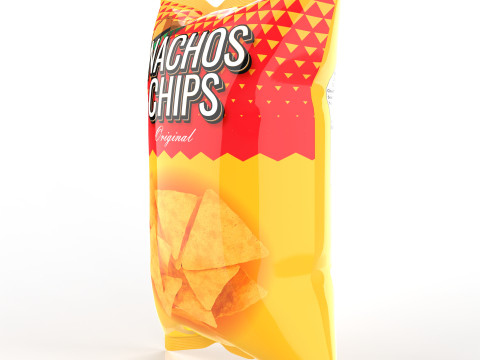 Nachos Chips Bag Packaging Model for Snack Branding 3D Model