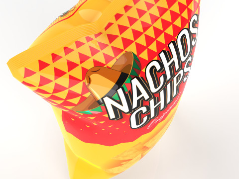 Nachos Chips Bag Packaging Model for Snack Branding 3D Model