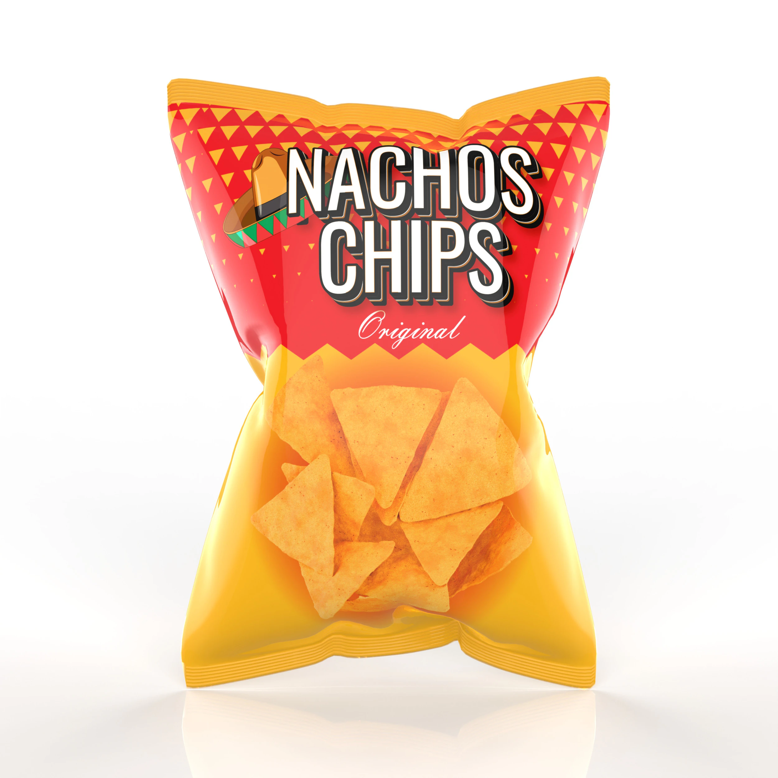 Nachos Chips Bag Packaging Model for Snack Branding 3D Model .c4d .max .obj .3ds .fbx .stl .blend 