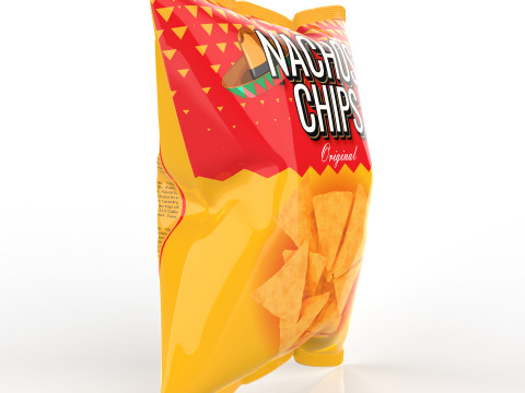 Nachos Chips Bag Packaging Model for Snack Branding 3D Модель
