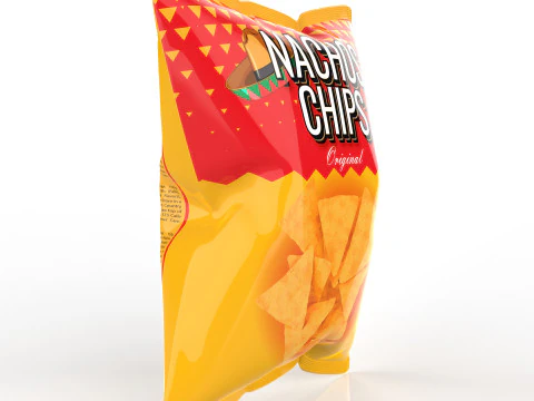 Nachos Chips Bag Packaging Model for Snack Branding 3D Model