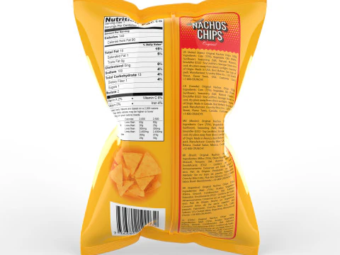 Nachos Chips Bag Packaging Model for Snack Branding 3D Model