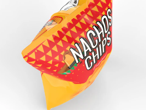 Nachos Chips Bag Packaging Model for Snack Branding 3D Model