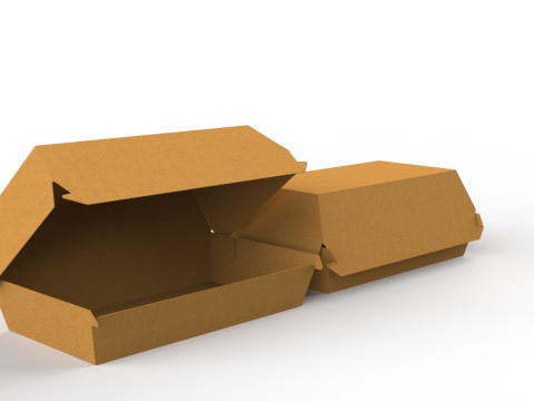 Kraft hotdog design box including open and closed views with die-cut file included 3Dモデル