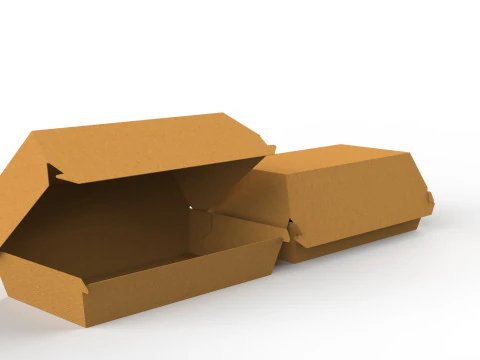 Kalıp kesim dosyasıyla birlikte a&ccedil;ık ve kapalı g&ouml;r&uuml;n&uuml;mler i&ccedil;eren Kraft sosisli sandvi&ccedil; tasarım kutusu dahildir 3D Model