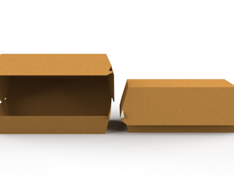 Kraft hotdog design box including open and closed views with die-cut file included 3D Model