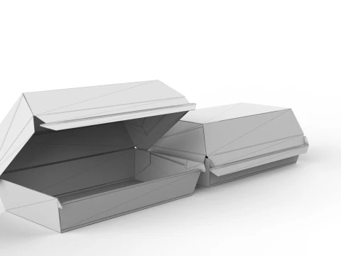 Caixa de design de cachorro-quente Kraft incluindo visualiza&ccedil;&otilde;es abertas e fechadas com arquivo cortado inclu&iacute;do Modelo 3D