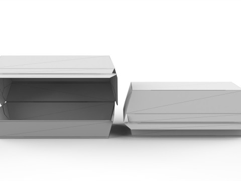Kraft hotdog design box including open and closed views with die-cut file included 3D Model