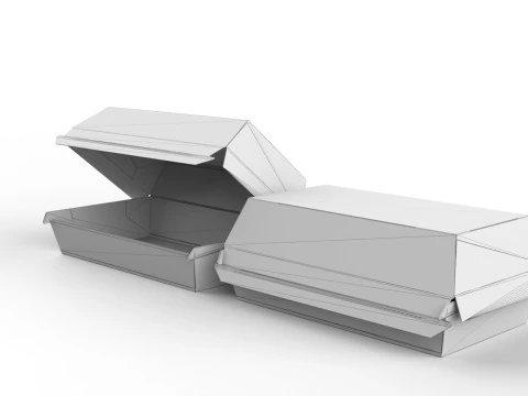 Caixa de design de cachorro-quente Kraft incluindo visualiza&ccedil;&otilde;es abertas e fechadas com arquivo cortado inclu&iacute;do Modelo 3D