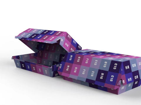 Caixa de design de cachorro-quente Kraft incluindo visualiza&ccedil;&otilde;es abertas e fechadas com arquivo cortado inclu&iacute;do Modelo 3D