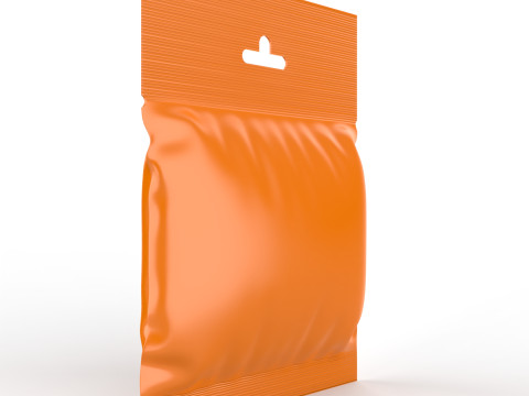 Resealable Hanging Snack Bag Mockup 3D Модель
