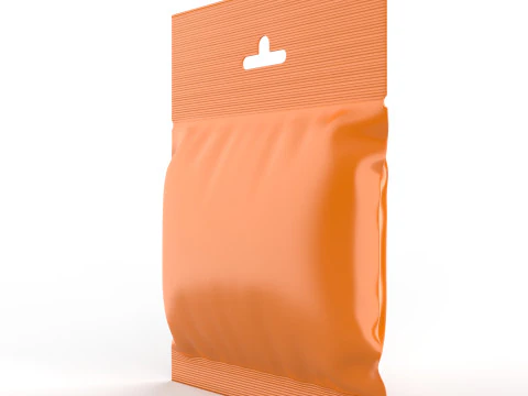Resealable Hanging Snack Bag Mockup 3D Model