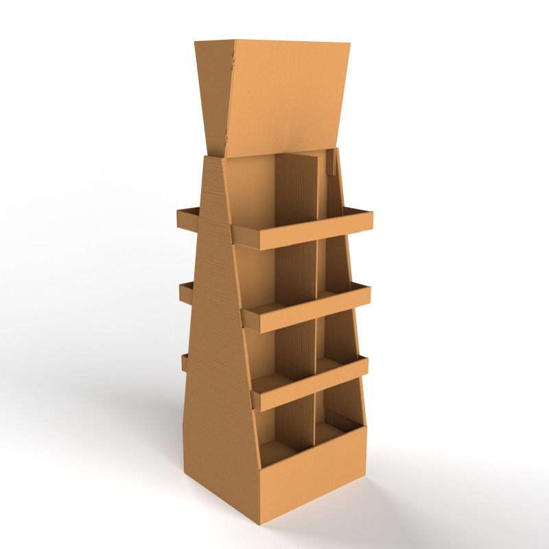 Point of Sale Cardboard Display Stand 3D Model .c4d .max .obj .3ds .fbx .stl .blend 