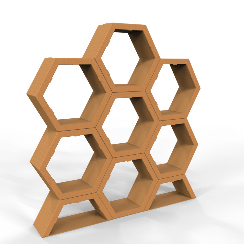 Hexagonal Point of Sale Cardboard Display Stand 3D Модель .c4d .max .obj .3ds .fbx .stl .blend 