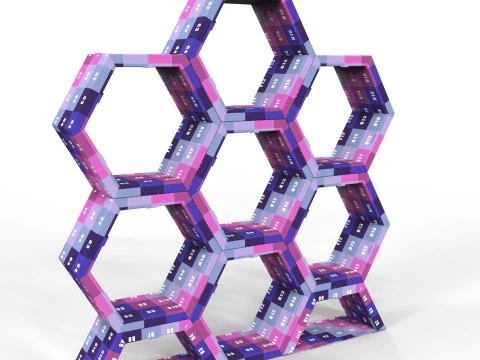 Hexagonal Point of Sale Cardboard Display Stand 3D Model