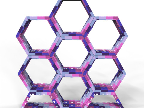 Hexagonal Point of Sale Cardboard Display Stand 3D Модель