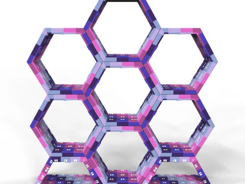 Hexagonal Point of Sale Cardboard Display Stand 3D Model