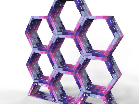 Hexagonal Point of Sale Cardboard Display Stand 3D Модель