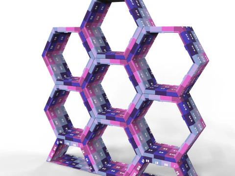 Hexagonal Point of Sale Cardboard Display Stand 3D Model