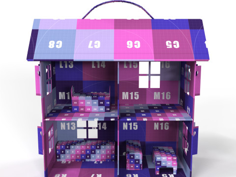 Handcrafted Cardboard House with Miniature Furniture 3D Model