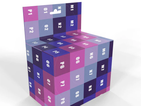 Aba de travamento dobr&aacute;vel da caixa de embalagem de exibi&ccedil;&atilde;o suspensa Modelo 3D