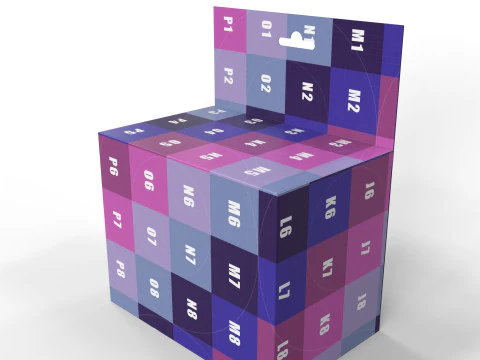 Aba de travamento dobr&aacute;vel da caixa de embalagem de exibi&ccedil;&atilde;o suspensa Modelo 3D