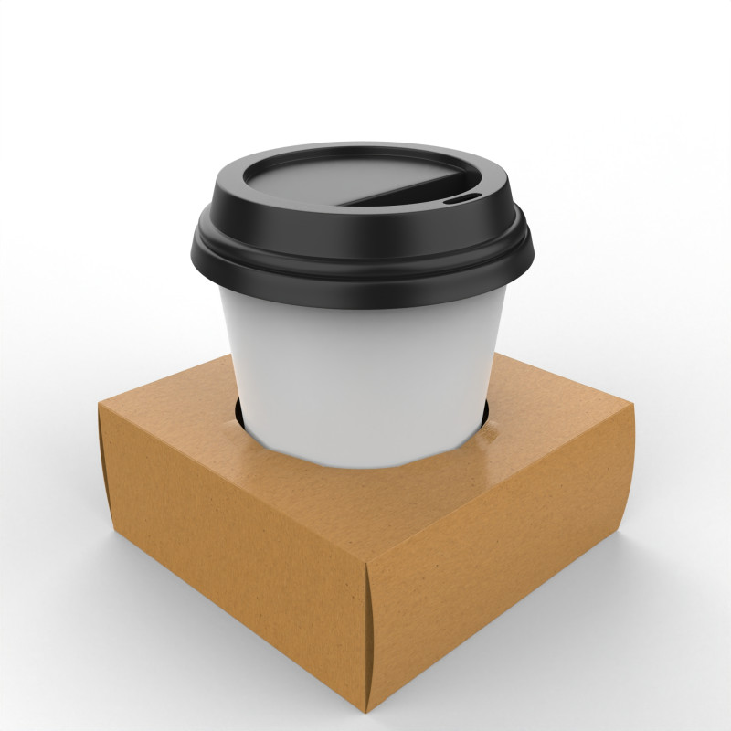 One Coffee Cup with Kraft Paper Holder 3D Model .c4d .max .obj .3ds .fbx .stl .blend 
