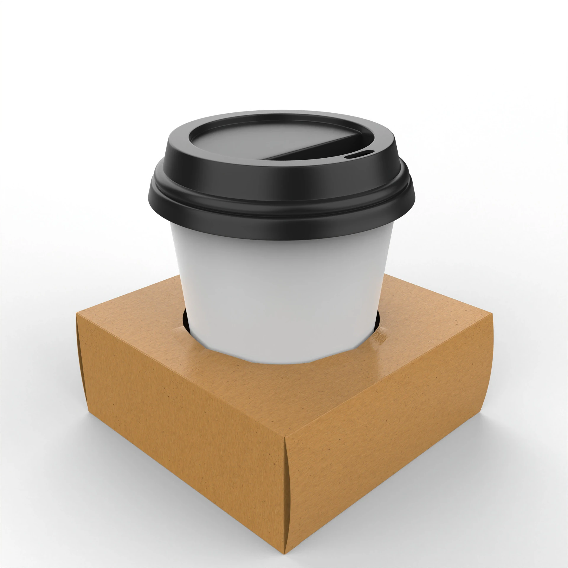 Une tasse &agrave; caf&eacute; avec support en papier kraft Modèle 3D .c4d .max .obj .3ds .fbx .stl .blend 