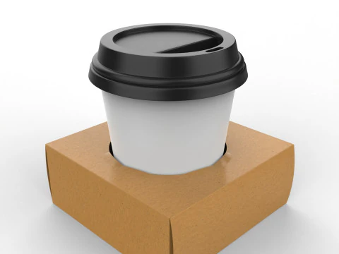 크래프트 종이 홀더가 있는 커피 컵 1개 3D 모델