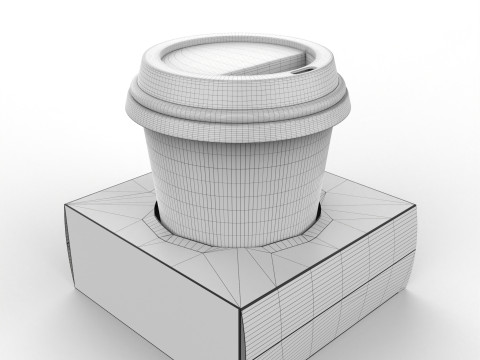 One Coffee Cup with Kraft Paper Holder 3D Model