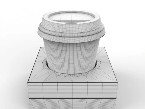 Une tasse &agrave; caf&eacute; avec support en papier kraft Modèle 3D