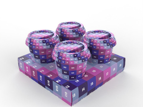 Four Coffee Cups with Kraft Paper Holder Modèle 3D
