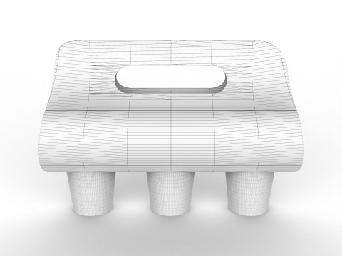 Three Coffee Cups with Kraft Paper Holder Model 3D
