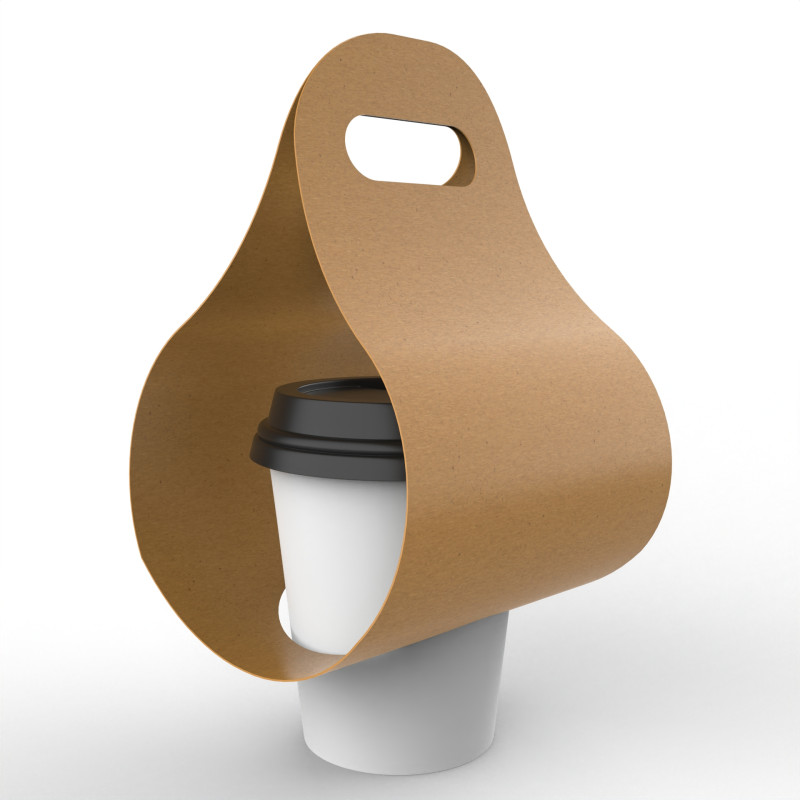 One Coffee Cup with Kraft Paper Holder 3D Model .c4d .max .obj .3ds .fbx .stl .blend 