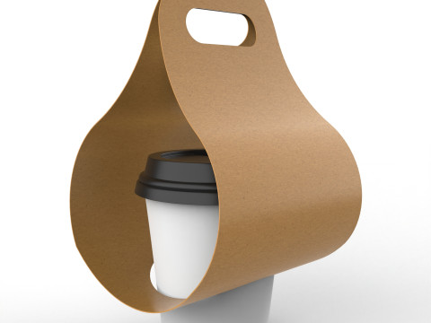 One Coffee Cup with Kraft Paper Holder 3D Model