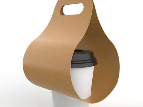 One Coffee Cup with Kraft Paper Holder 3D Model