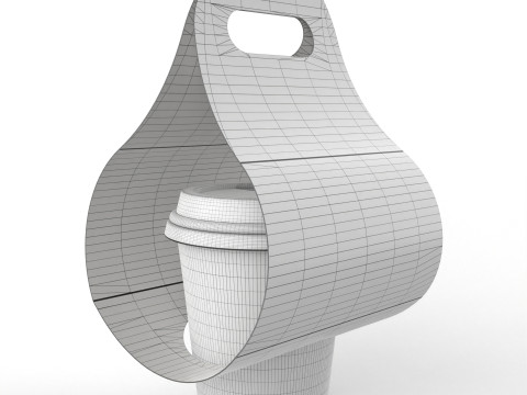 One Coffee Cup with Kraft Paper Holder 3D Model