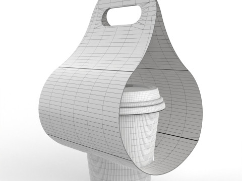 One Coffee Cup with Kraft Paper Holder 3D Model