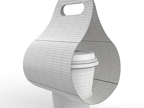 One Coffee Cup with Kraft Paper Holder 3D Model