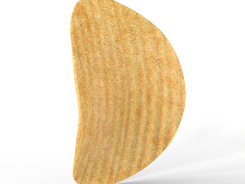 Realistic Ribbed potato chip with Detailed Texture 3D Model