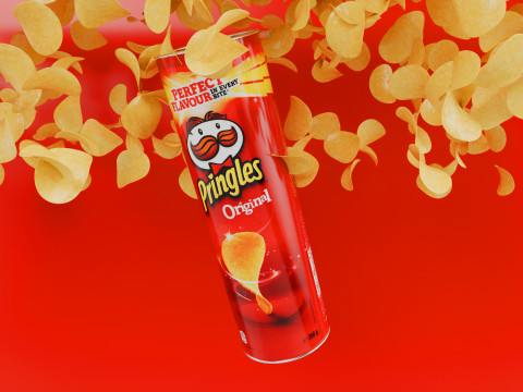 Realistic Pringles Original Packaging Detailed and Animated 3D Model