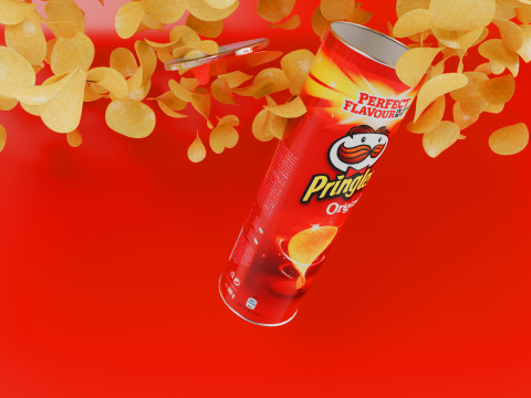 Realistic Pringles Original Packaging Detailed and Animated 3D Model
