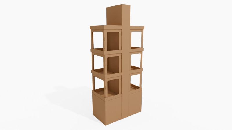 Point of Sale Cardboard Display Stand Model 3D .c4d .max .obj .3ds .fbx .stl .blend 