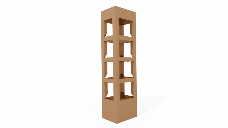 Point of Sale Cardboard Display Stand 3D Model .c4d .max .obj .3ds .fbx .stl .blend 