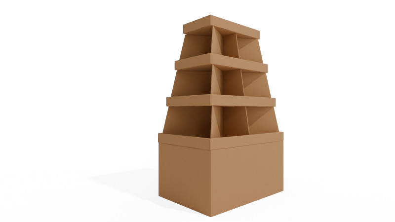 Point of Sale Cardboard Display Stand 3D Modell .c4d .max .obj .3ds .fbx .stl .blend 
