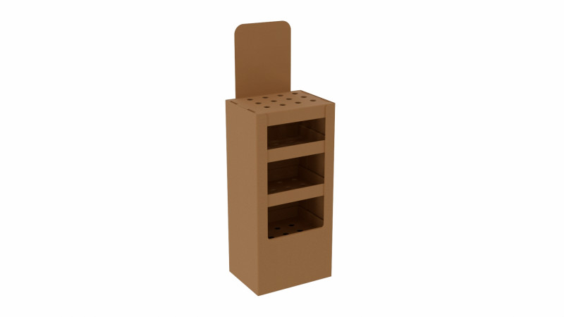 Point of Sale Cardboard Display Stand 3D Model .c4d .max .obj .3ds .fbx .stl .blend 