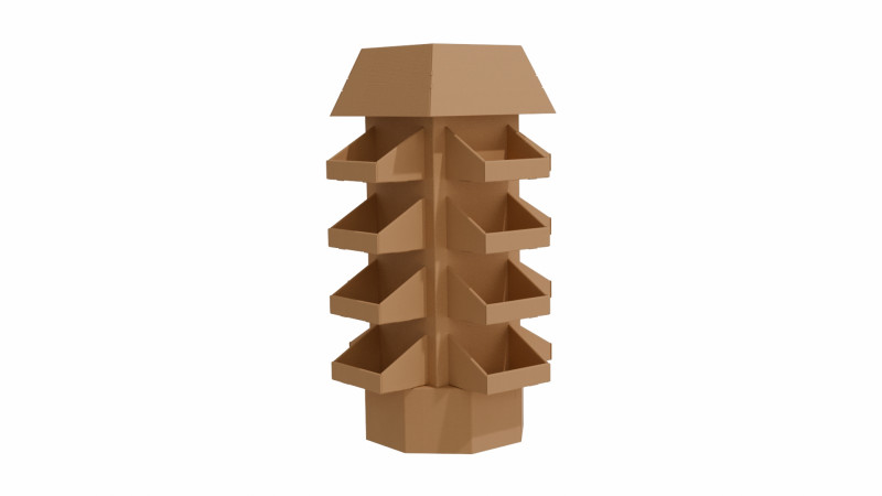 Point of Sale Cardboard Display Stand Model 3D .c4d .max .obj .3ds .fbx .stl .blend 