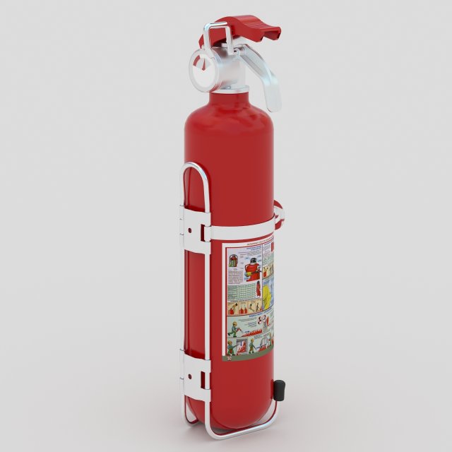 powder extinguisher on stand 3D 模型 .c4d .max .obj .3ds .fbx .stl .blend 