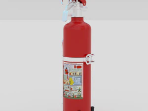 powder extinguisher on stand 3D Model